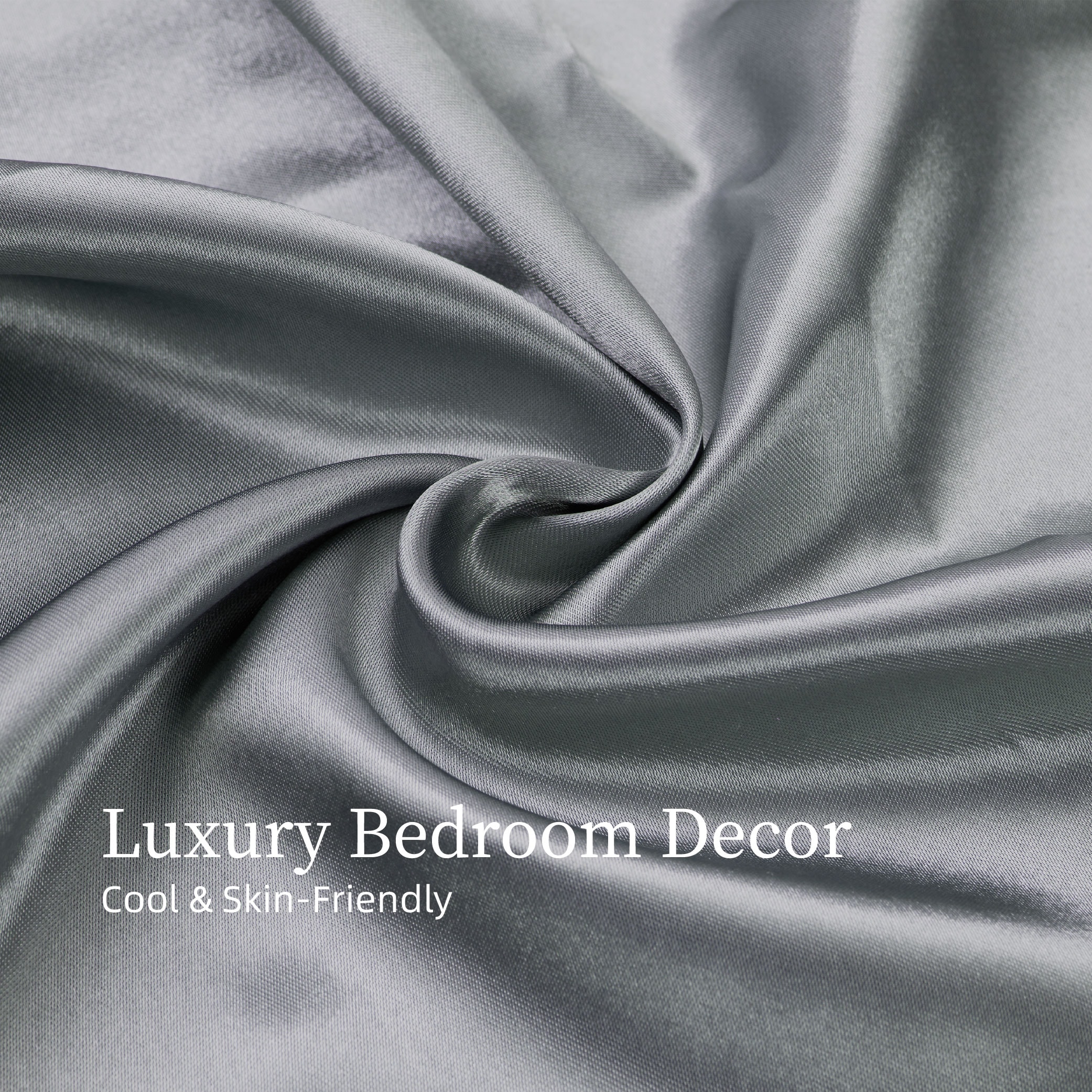 Satin Bed Sheets, King Size Sheets Set, 4 Pcs Silky Bedding Set With 15 Inches Deep Pocket For Mattress (King, Grey)_voghion.com